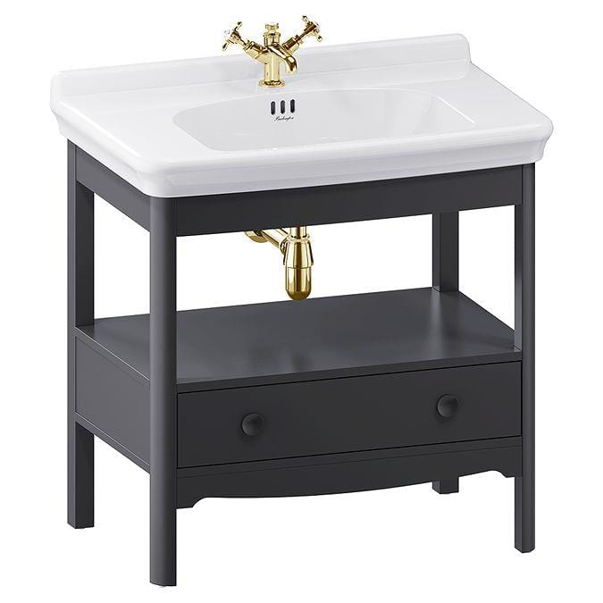 Burlington Floor Standing Vanity Unit Ashbee Grey / 3 Hole Burlington Guild Floor Standing 850mm Vanity Unit with Basin