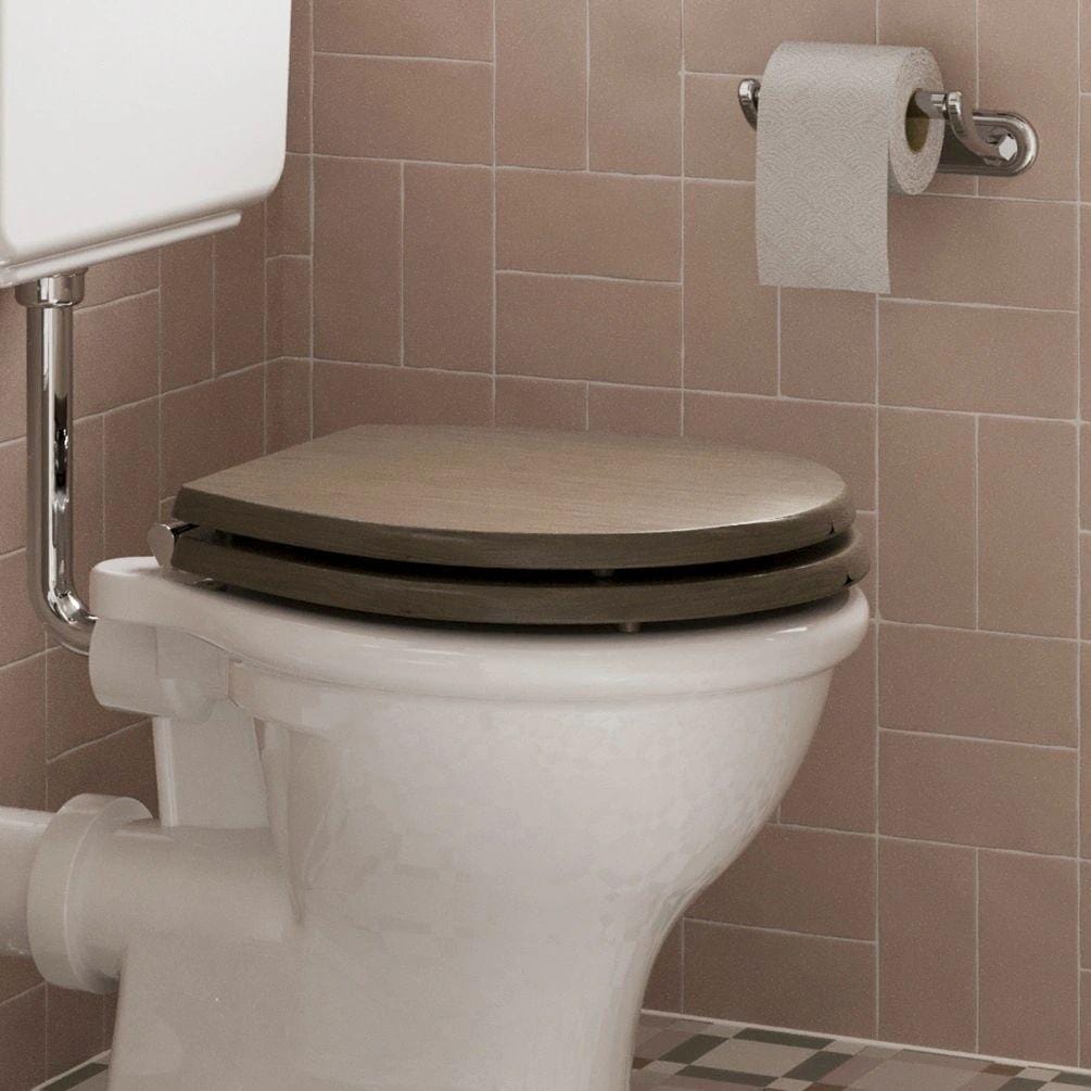 Burlington Toilet Seat Dark Oak / Brushed Nickel Burlington Guild Close Toilet Seat