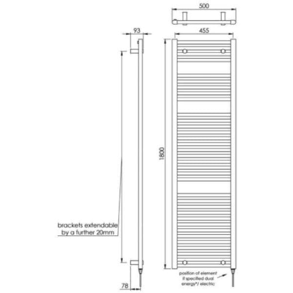 Vogue Vogue Focus Straight Towel Rail in Chrome
