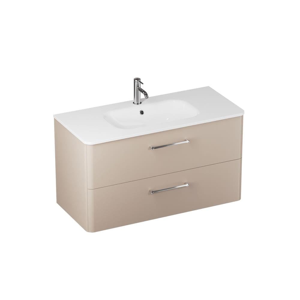 Britton Wall Mounted Vanity Unit Warm Beige / 1 Tap Hole Basin / Chrome Britton Camberwell Wall Mounted 1000mm Vanity Unit with Basin or Worktop