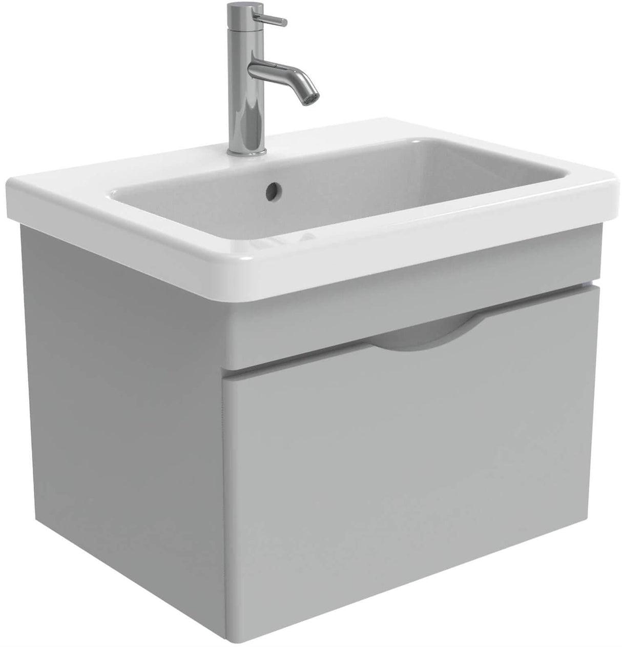 Saneux Wall Mounted Vanity Unit Dove Grey / 0 Hole Saneux Indigo Vanity Unit With Basin - 600 x 400mm - One Drawer - Wall Mounted