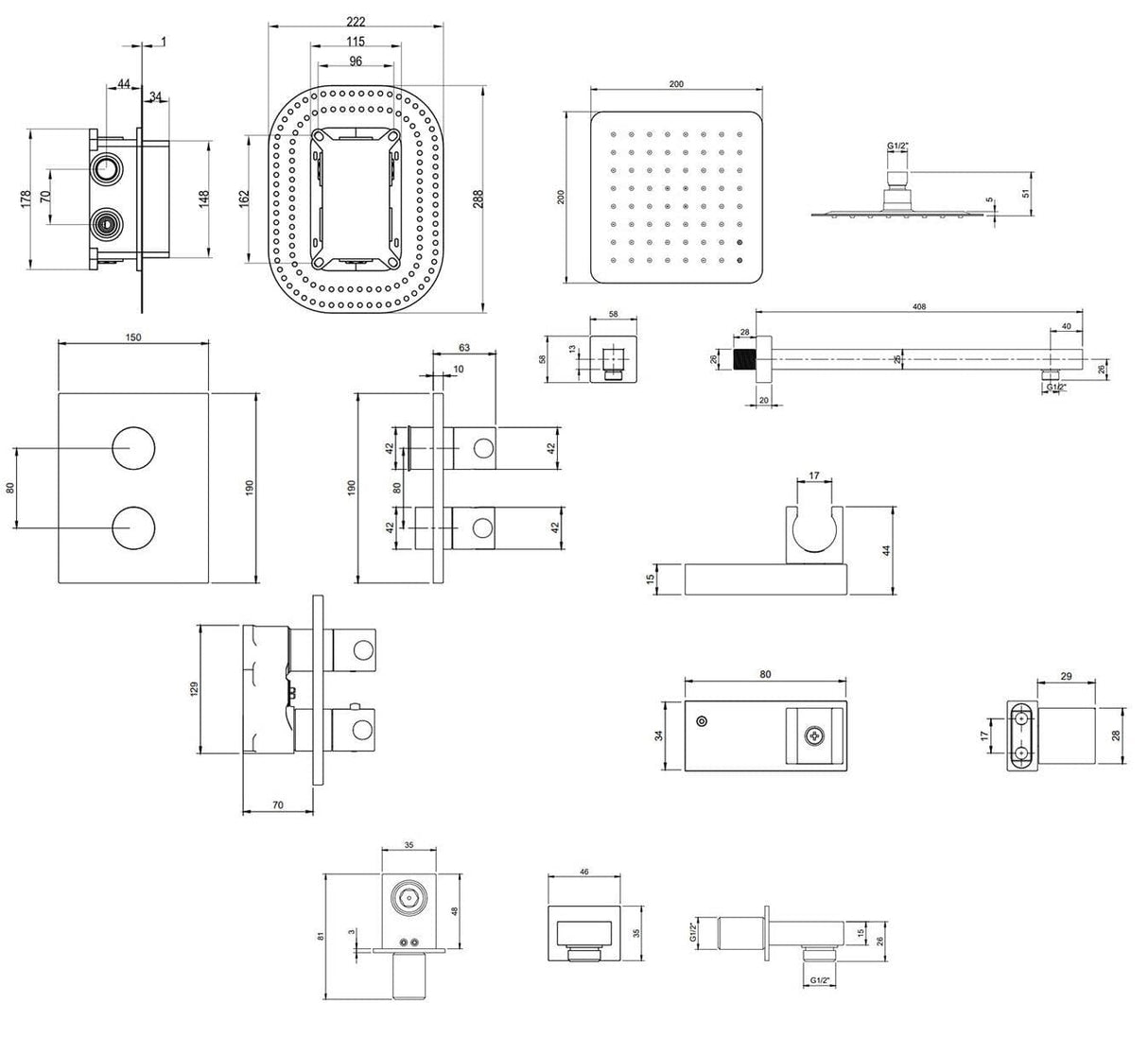 UK Bathroom Store Concealed Shower Set Villeroy & Boch Concealed Complete Shower Set with Shower Head and Handset