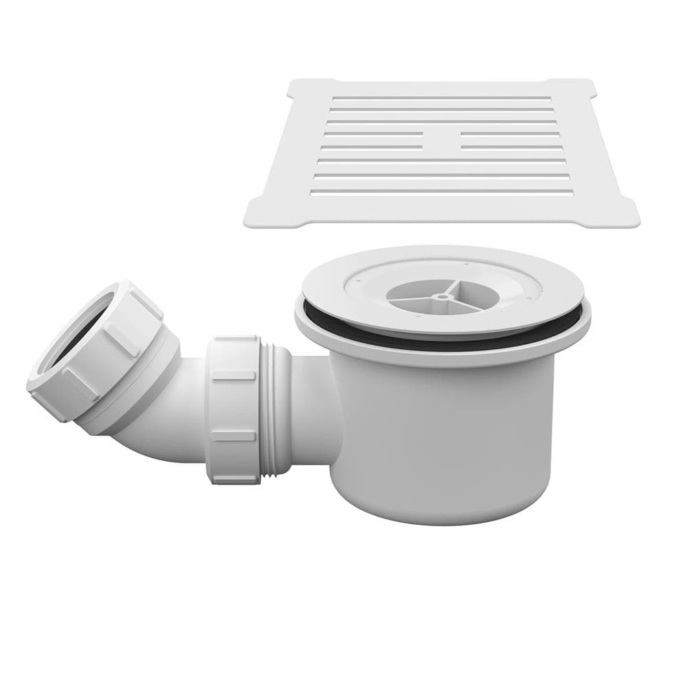 Aquarius Shower Tray Waste White / White Aquarius Urbano 90mm Shower Waste with Square Grill for 32mm Slimline Trays