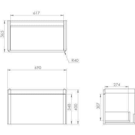 Saneux Wall Mounted Vanity Unit Saneux Hyde Vanity Unit With Basin - 700 x 370mm - One Drawer - Wall Mounted