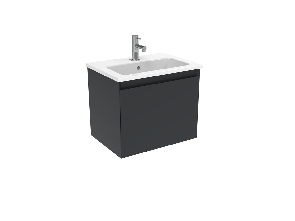 Saneux Wall Mounted Vanity Unit Matte Anthracite / 1 Hole Saneux Uni Vanity Unit With Basin - 500 x 360mm - One Door - Wall Mounted