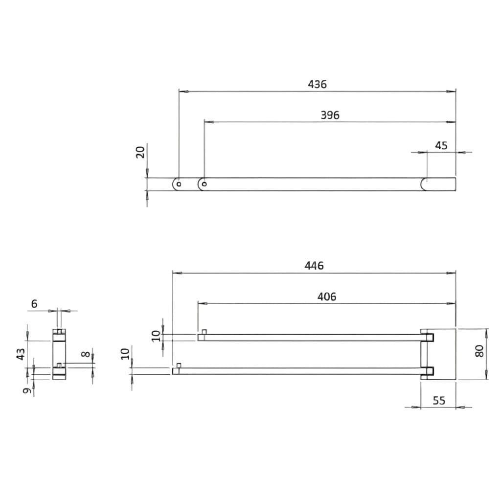 Crosswater Towel Rails and Rings Crosswater MPRO Double Swivel Towel Rail