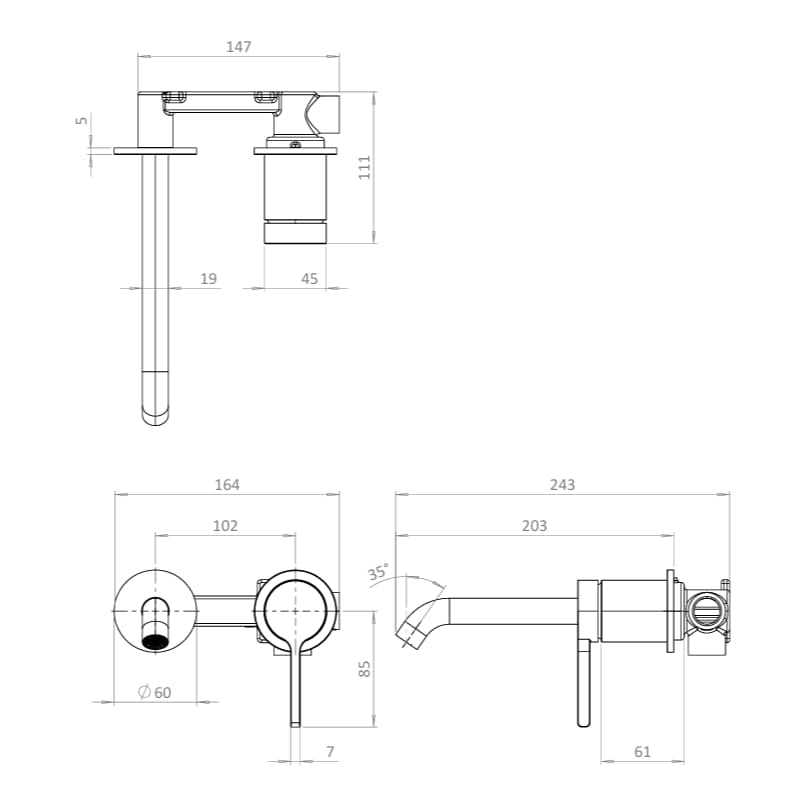 Britton Wall Mounted Basin Tap Britton Hoxton 2.0 2 Hole Wall Mounted Mixer Tap