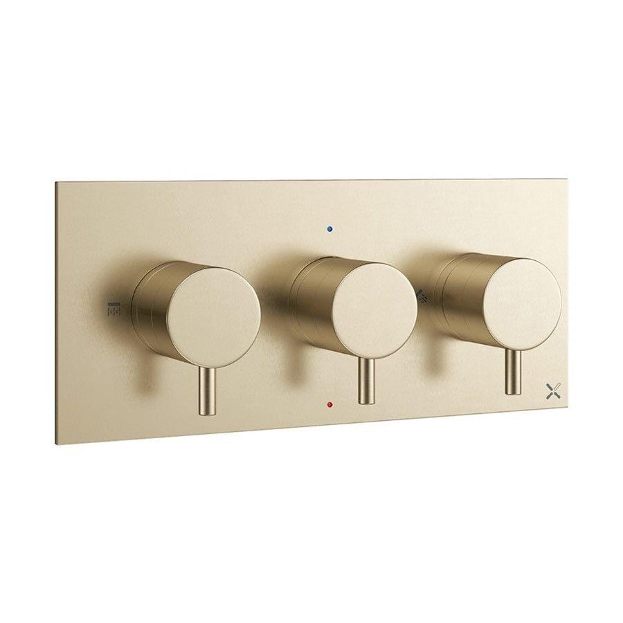 Crosswater Concealed Shower Valve Crosswater MPRO 2 Outlet, 3 Handle Landscape Concealed Thermostatic Shower Valve