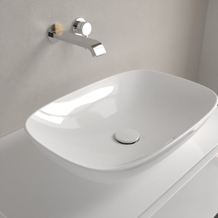 Villeroy & Boch Countertop Basin Villeroy & Boch Loop & Friends Curved Rectangular 560mm Countertop Basin (with Overflow) in White Alpin