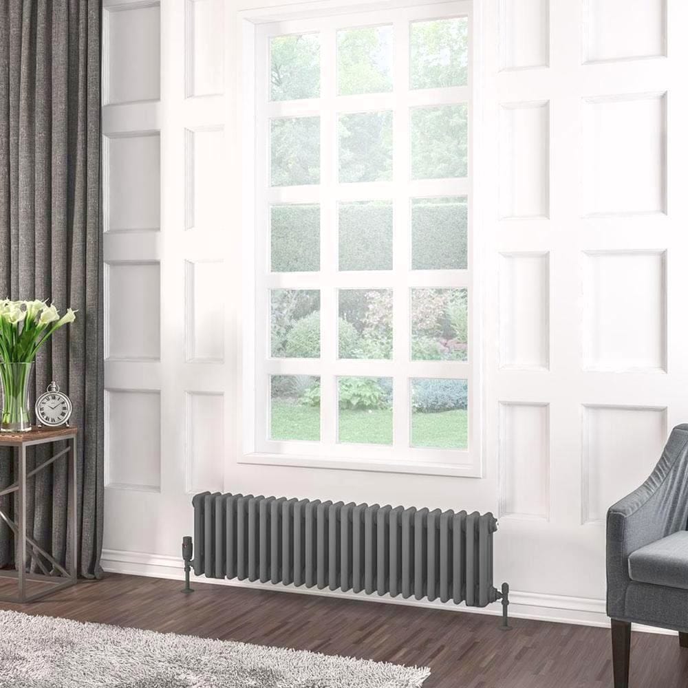 Eastbrook 300 x 1148 / Electric Only Eastbrook Rivassa Traditional 3 Column Radiator in Matt Anthracite
