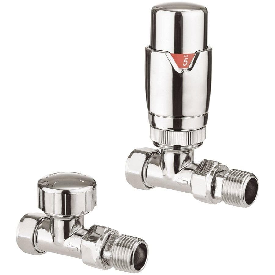 Crosswater Radiator Valves Crosswater Straight 15mm Thermostatic Radiator Valve in Chrome