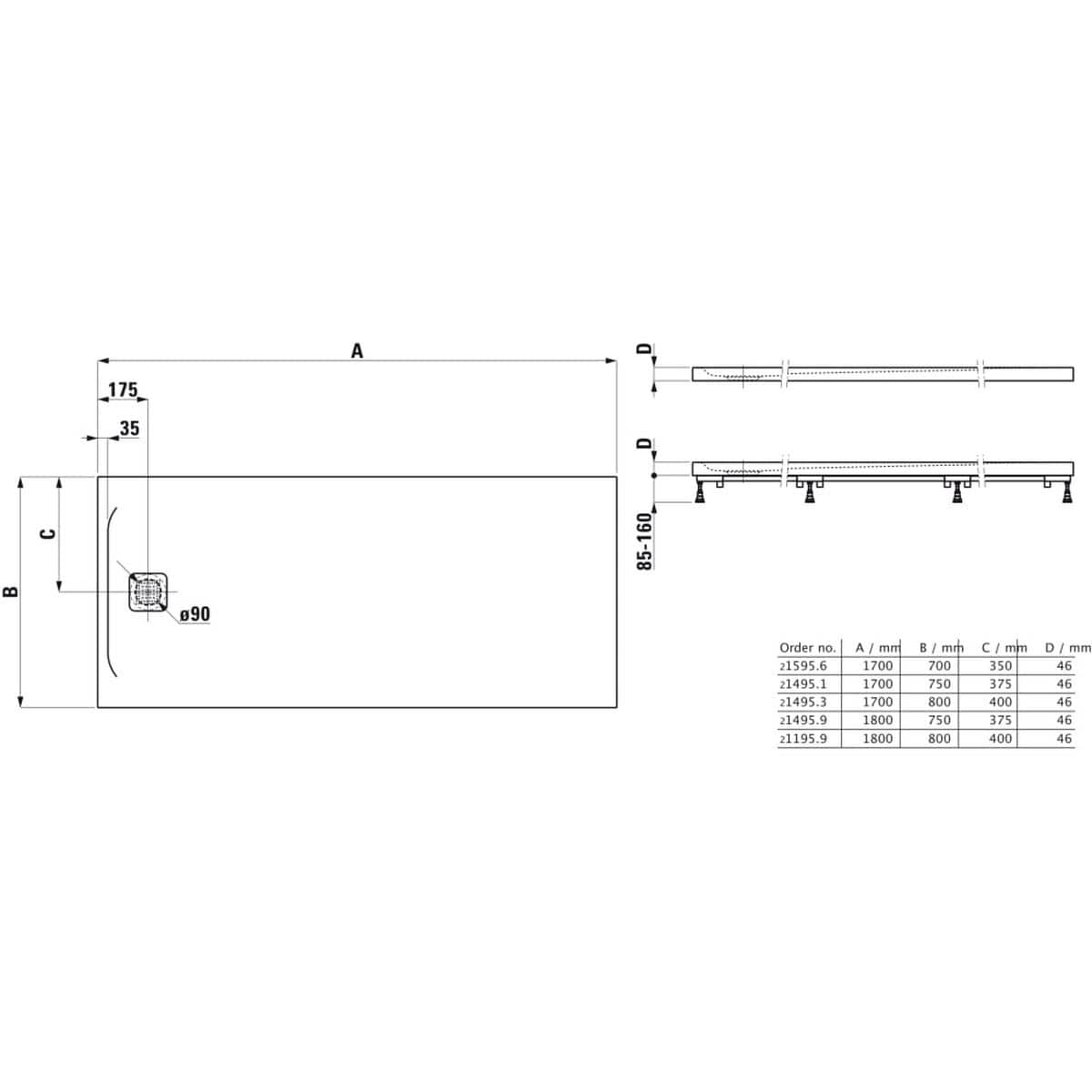 Laufen Laufen Marbond PRO Rectangular Tray with Waste in White