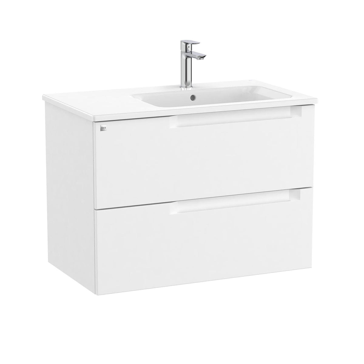 Roca Wall Mounted Vanity Unit Roca Aleyda 800mm Wall Mounted Two Drawer Vanity Unit with Basin