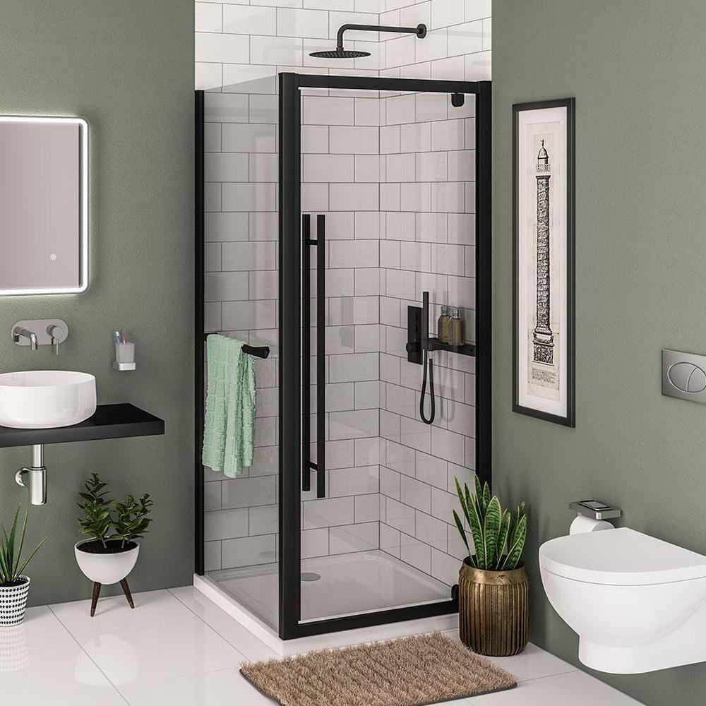 Eastbrook Pivot Shower Door Matt Black / 800mm Eastbrook Vantage 2000 Pivot Shower Door
