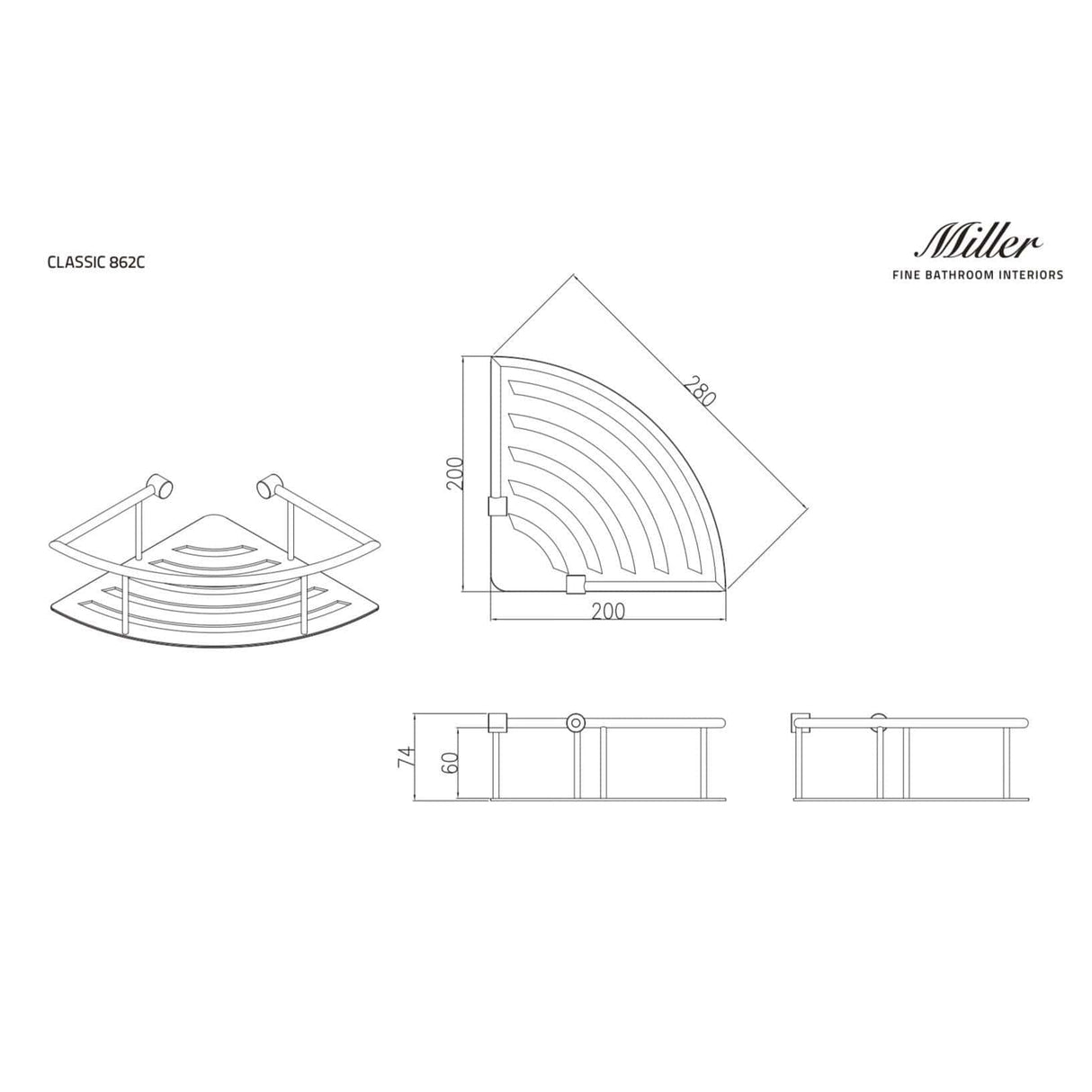 Miller Shelf Miller Signature Corner Shower Shelf in Chrome