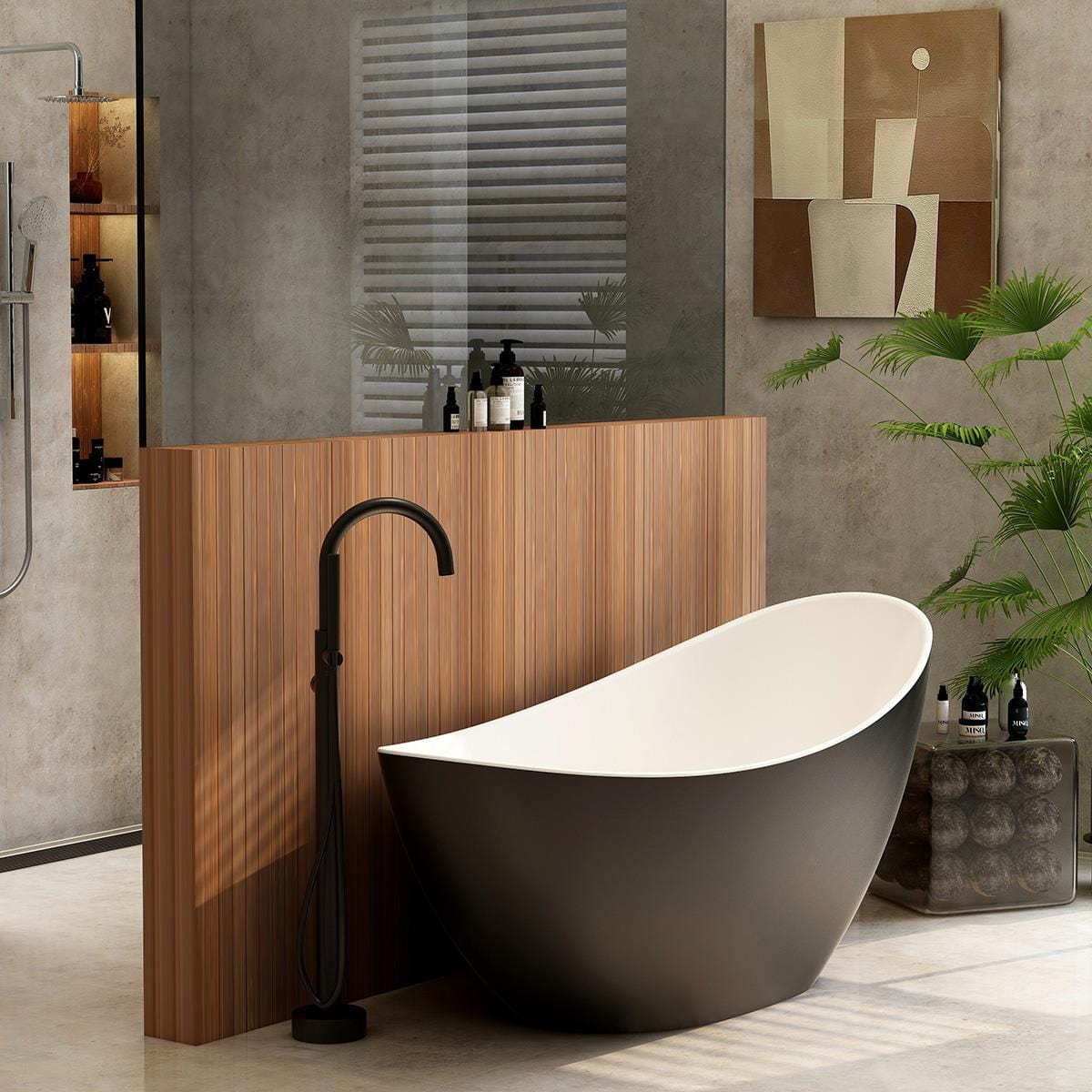 Imex Modern Freestanding Bath Black Imex Arco Slipper Bath 1600 x 760mm
