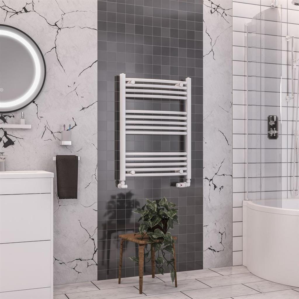 Eastbrook Ladder Rail Eastbrook Wendover Curved Vertical Heated Towel Rail - 800 x 600mm in White