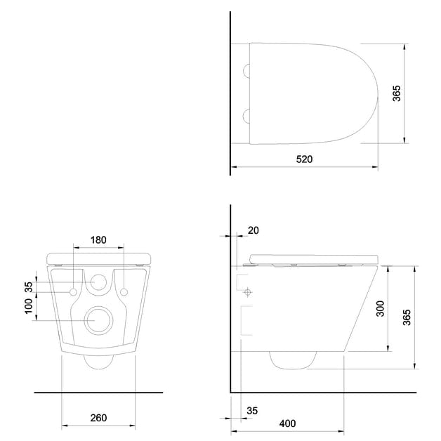 Britton Wall Hung Toilet Britton Sphere Rimless Wall Hung Toilet with Soft Close Seat in Gloss White