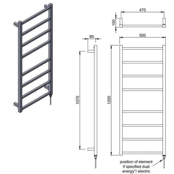 Vogue Designer Towel Radiator Vogue Ideal Straight Designer Towel Radiator in Polished Stainless Steel