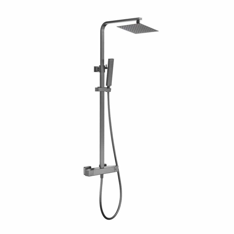 Aquarius Exposed Shower Set Gunmetal Grey Aquarius RainLux Cool Touch Adjustable Square Exposed Shower Valve and Kit