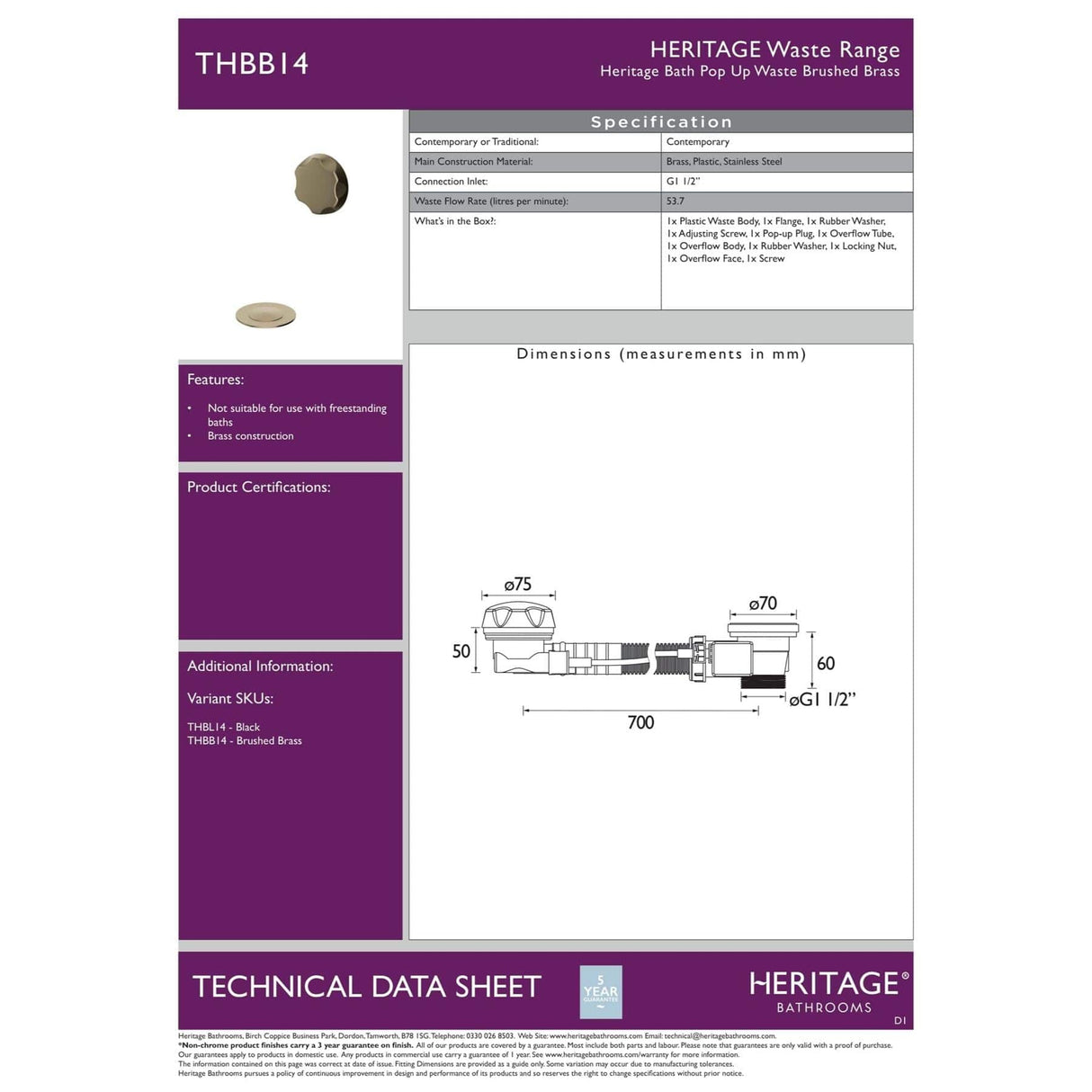 Heritage Bath Waste Heritage Bath Pop up Waste