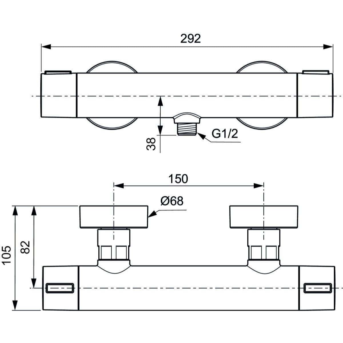 Ideal Standard Exposed Shower Valve Ideal Standard Ceratherm ALU+ 1 Outlet Exposed Shower Bar Valve