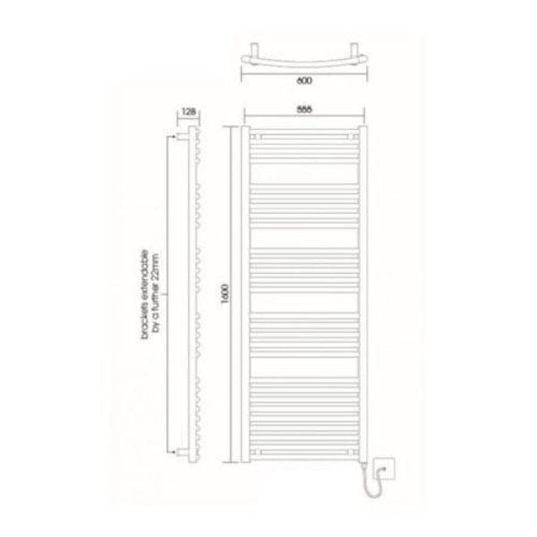 Vogue 1600 x 600 / Central Heating Vogue Combes Curved Ladder Towel Rail in Chrome