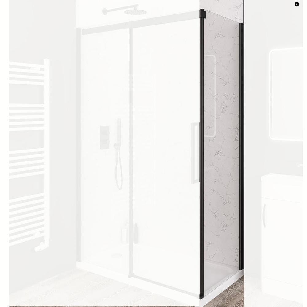 Eastbrook Side Panel Matt Black / 760mm Eastbrook Corniche 2000 8mm Side Panel for Sliding Doors