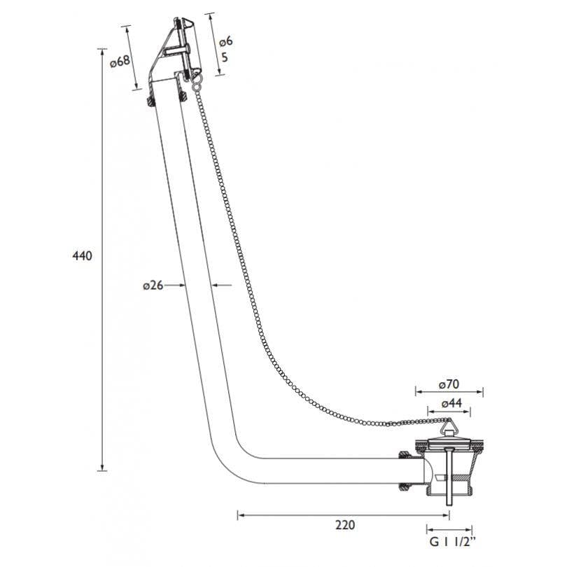 Heritage Exposed Bath Waste Heritage Exposed Bath Waste with Stowaway Plug and Chain