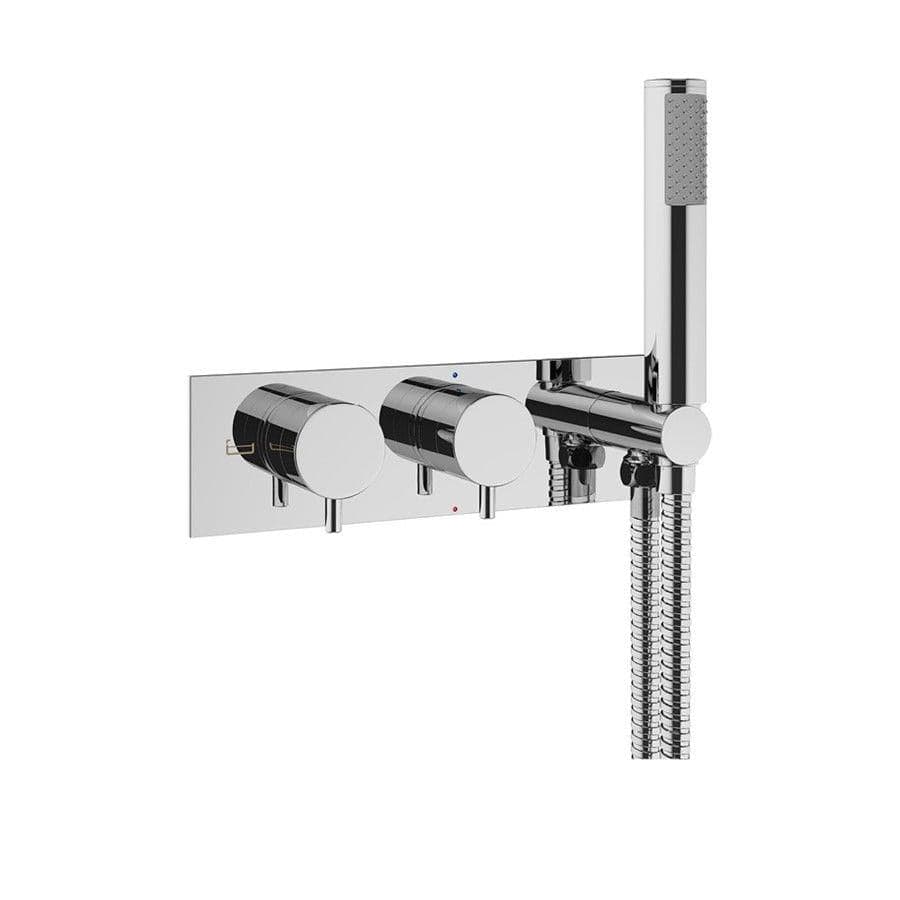 Crosswater Concealed Shower Valve Chrome Crosswater MPRO 2 Outlet, 2 Handle Horizontal Concealed Thermostatic Shower Valve with Handset