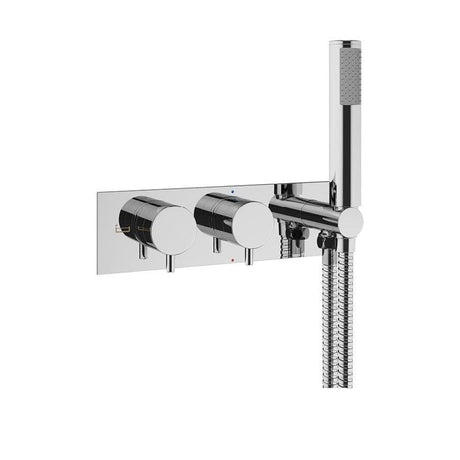 Crosswater Concealed Shower Valve Chrome Crosswater MPRO 2 Outlet, 2 Handle Horizontal Concealed Thermostatic Shower Valve with Handset