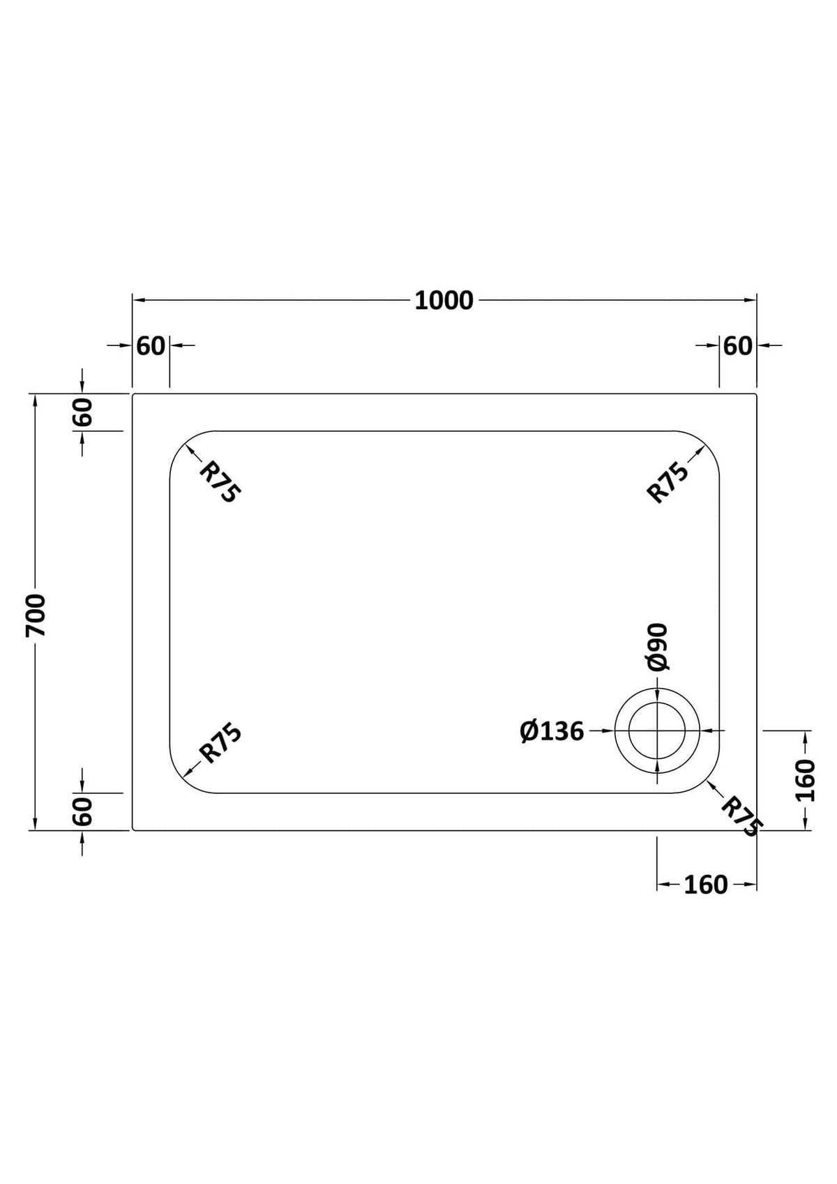 Aquarius Bathrooms Rectangle Shower Tray Aquarius Urbano Rectangular 45mm Stone Resin Shower Tray in White
