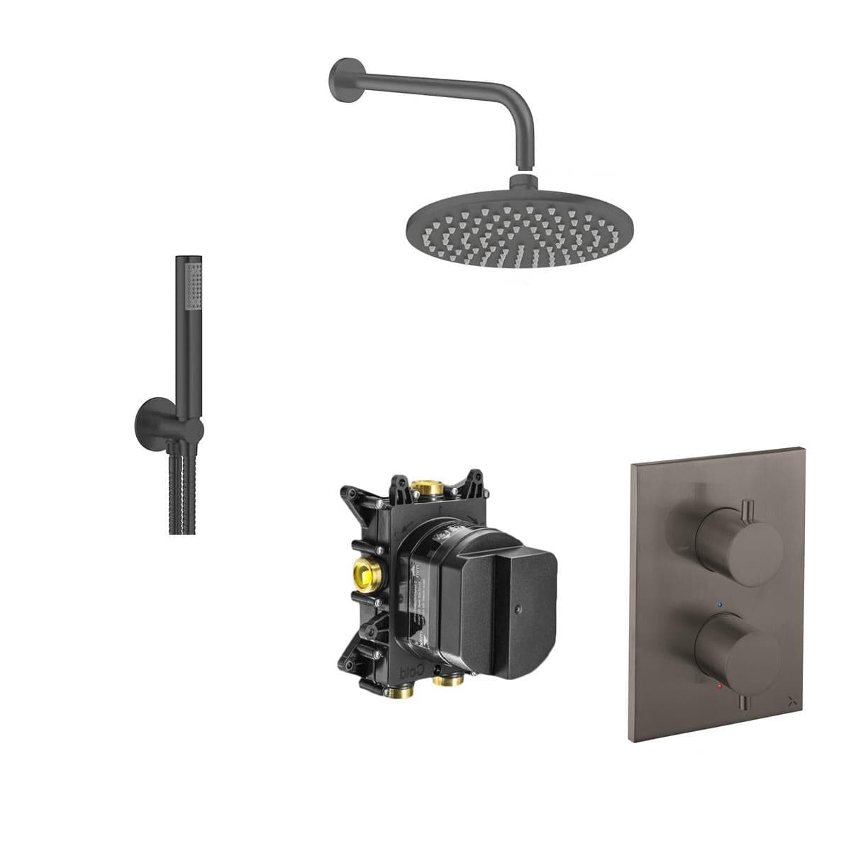 Crosswater Concealed Shower Set Slate / 300mm Shower Head Crosswater Crossbox 2 Handle 2 Outlet Shower Bundle Version 2