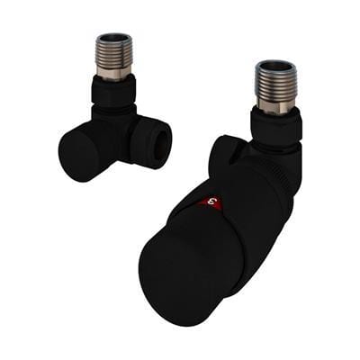 Eastbrook Radiator Valve Matt Black Eastbrook Darlington Corner Thermostatic Radiator Valve with Lockshield (Pair)