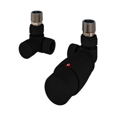 Eastbrook Radiator Valve Matt Black Eastbrook Darlington Corner Thermostatic Radiator Valve with Lockshield (Pair)
