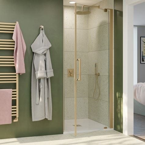 Crosswater Pivot Shower Door Brushed Brass / 900mm Crosswater Optix 10 Pivot Shower Door