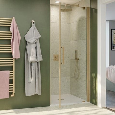 Crosswater Pivot Shower Door Brushed Brass / 900mm Crosswater Optix 10 Pivot Shower Door