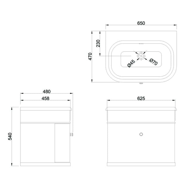 Burlington Wall Mounted Vanity Unit Burlington Chalfont 650mm Wall Mounted Single Drawer Vanity Unit with Basin