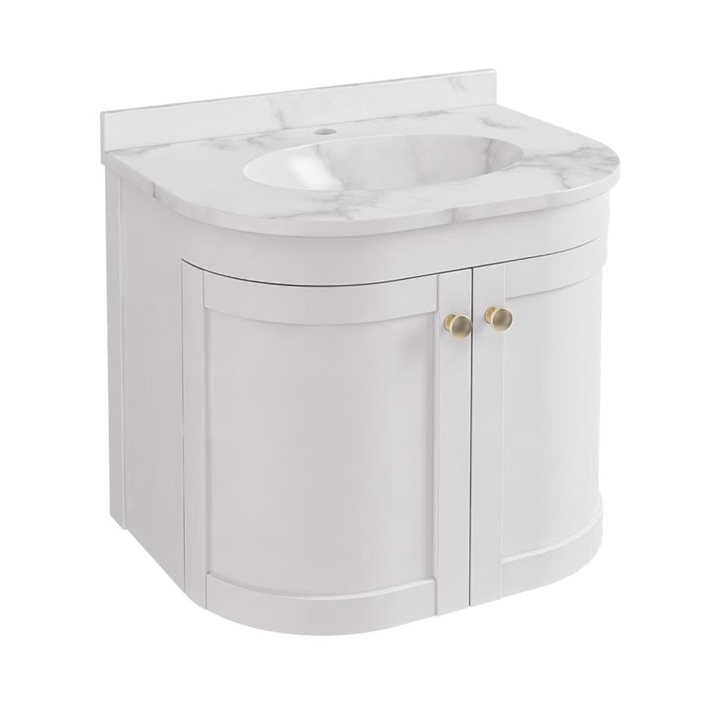 Eastbrook Wall Mounted Vanity Unit Matt White / White Quartz Eastbrook Hardwick Traditional 600mm Wall Hung Vanity Unit with Basin