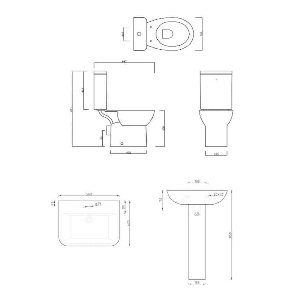 Aquarius Close Coupled Toilet Aquarius QualEco Close Coupled Toilet and Basin Set in White