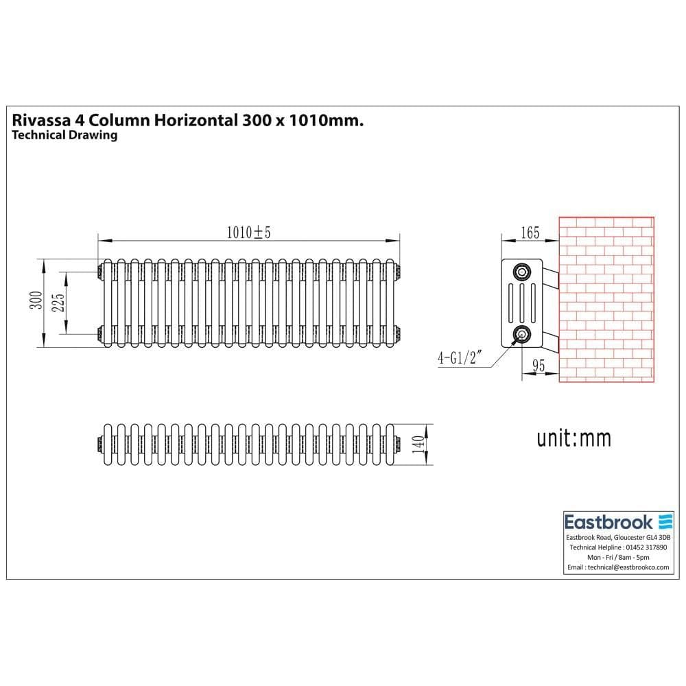 Eastbrook Eastbrook Rivassa Traditional 4 Column Radiator in Matt Anthracite