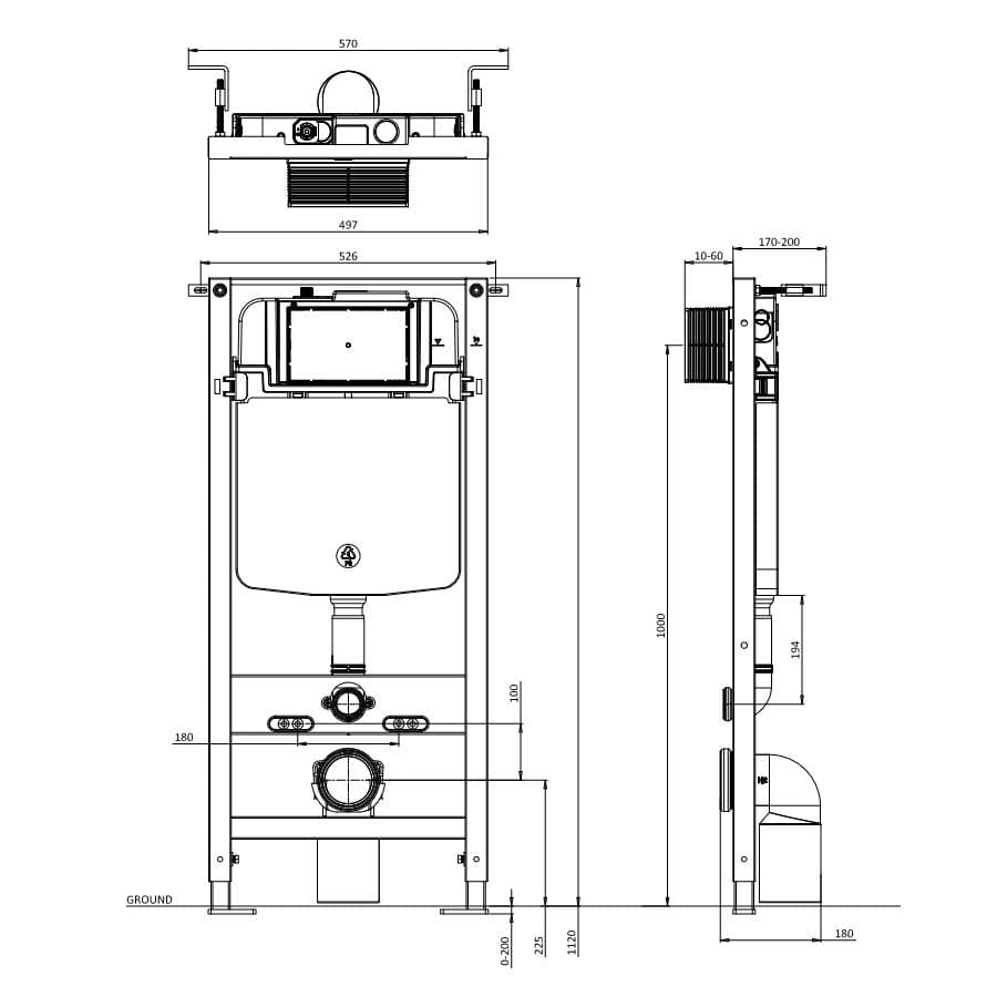 Crosswater Wall Hung WC Frame Crosswater Slim 1.12m Wall Hung Frame and Cistern