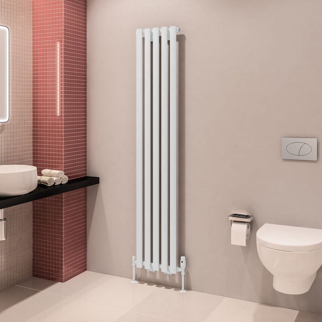 Eastbrook Designer Towel Radiator 1800 x 350mm Eastbrook Tunstall Straight Vertical Designer Radiator in Matt White