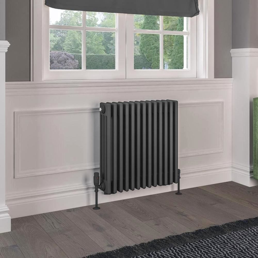 Eastbrook 600 x 605 / Dual Fuel Eastbrook Rivassa Traditional 4 Column Radiator in Matt Anthracite