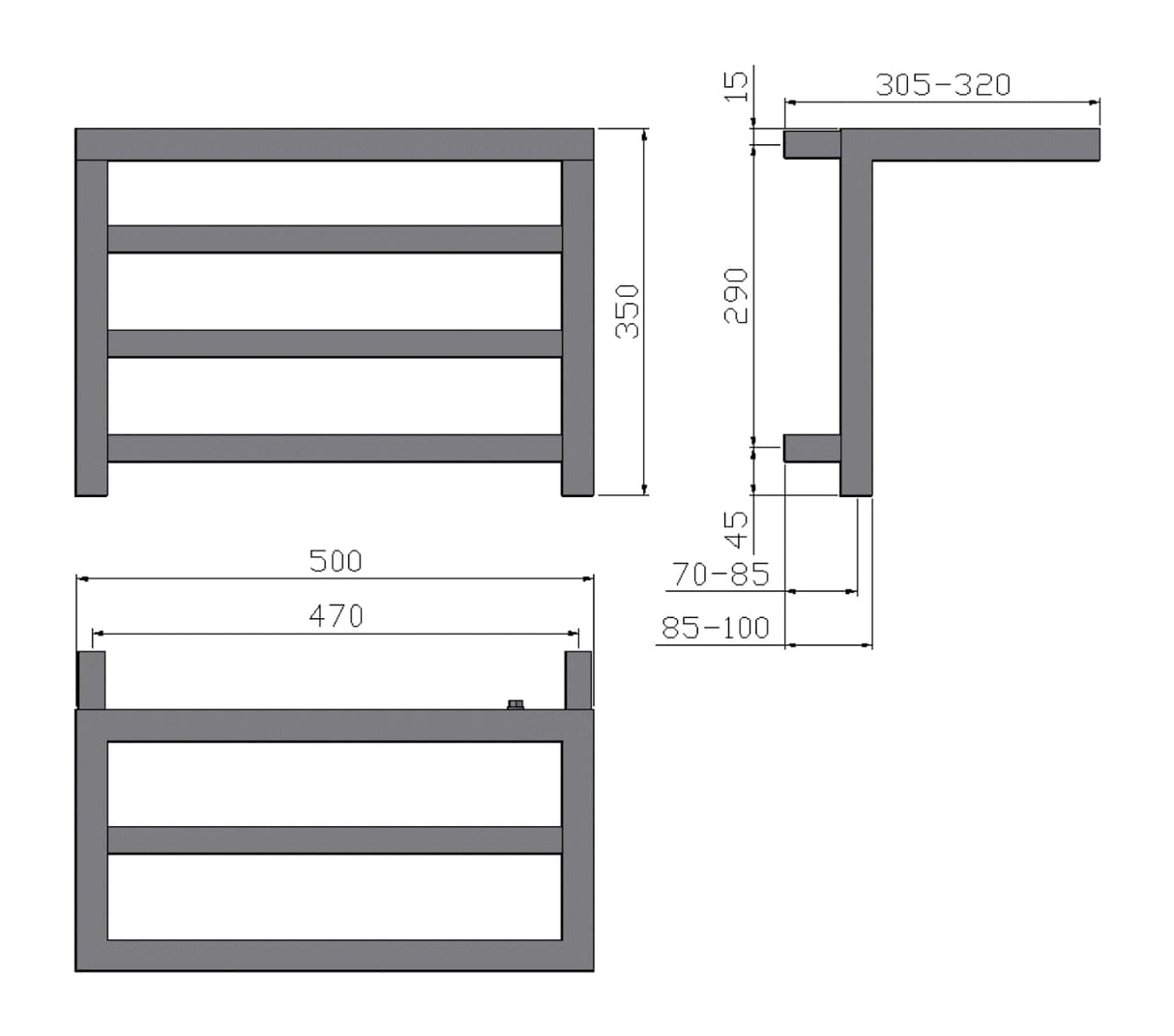 Reina Designer Towel Radiator Reina Elvina Heated Towel Rail - Central Heating - Chrome