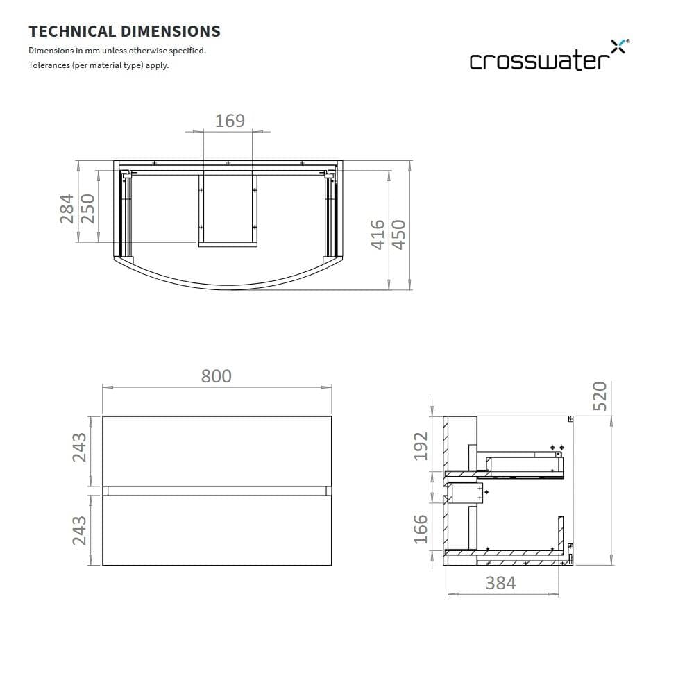 Crosswater Wall Mounted Vanity Unit Crosswater Svelte Wall Hung Vanity Unit with Basin