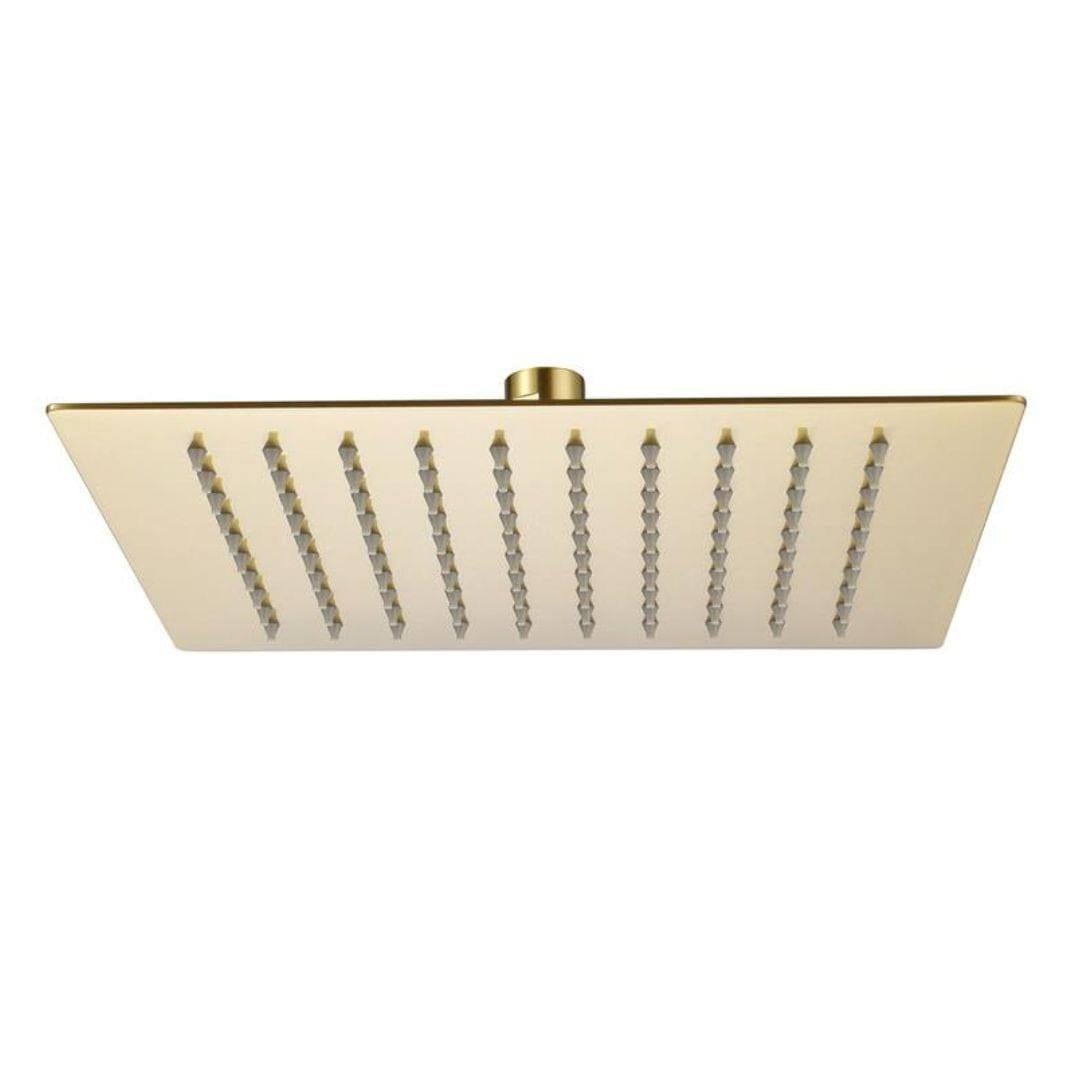 Aquarius Fixed Shower Head Brushed Brass Aquarius RainLux Square Slim Shower Head