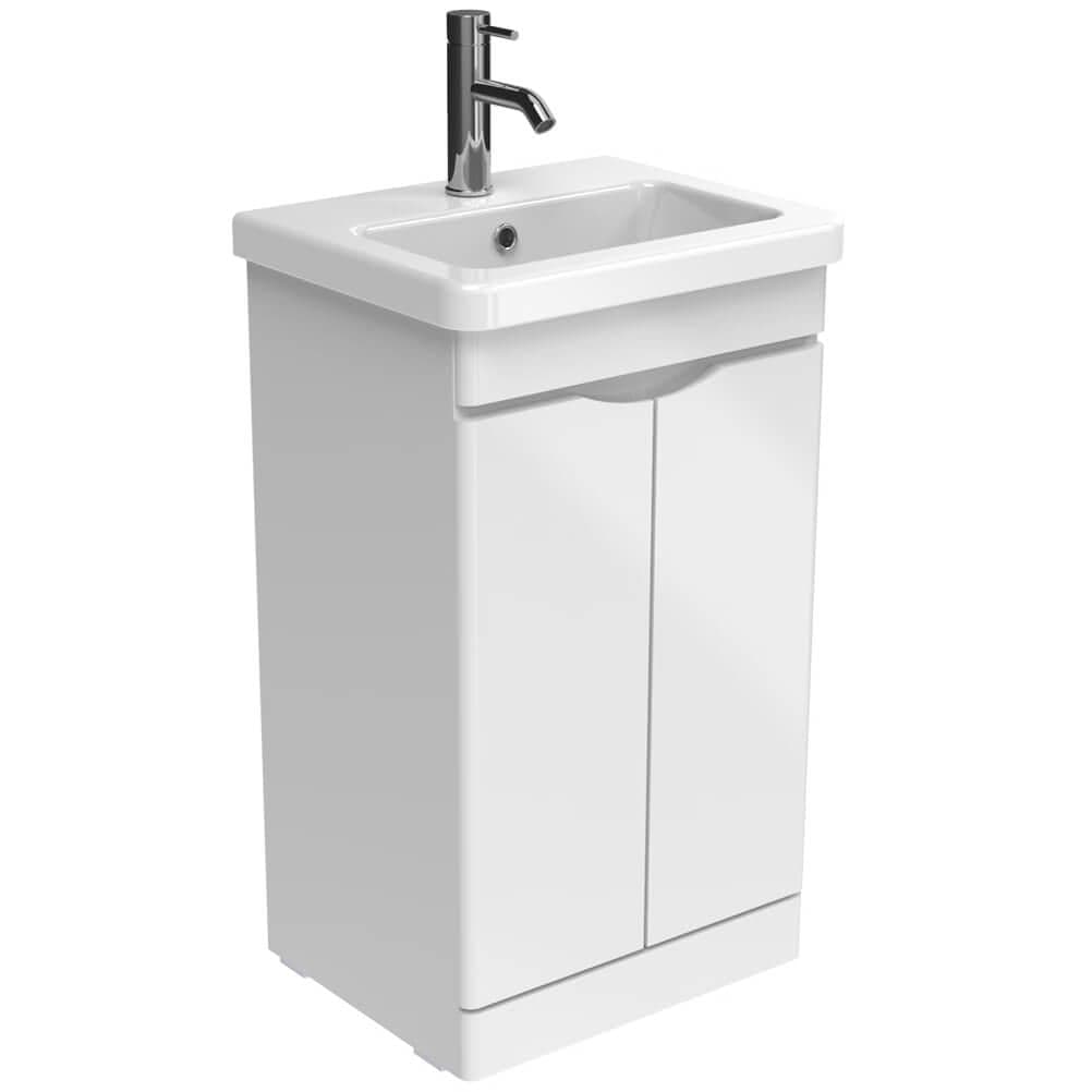 Saneux Floor Vanity Standing Unit Gloss White / 0 Hole Saneux Indigo Vanity Unit With Basin - 500 x 400mm - Two Door - Floor Standing