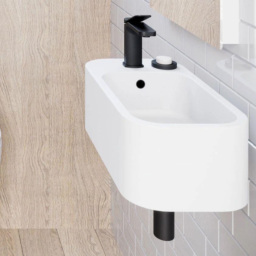 Crosswater Cloakroom Basin Matt White / Left Handed Crosswater Popolo Cloaroom Basin