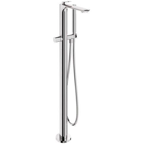 Clearwater Freestanding Bath Filler Chrome Clearwater Huck Floor Standing Bath Shower Mixer with Shower Kit